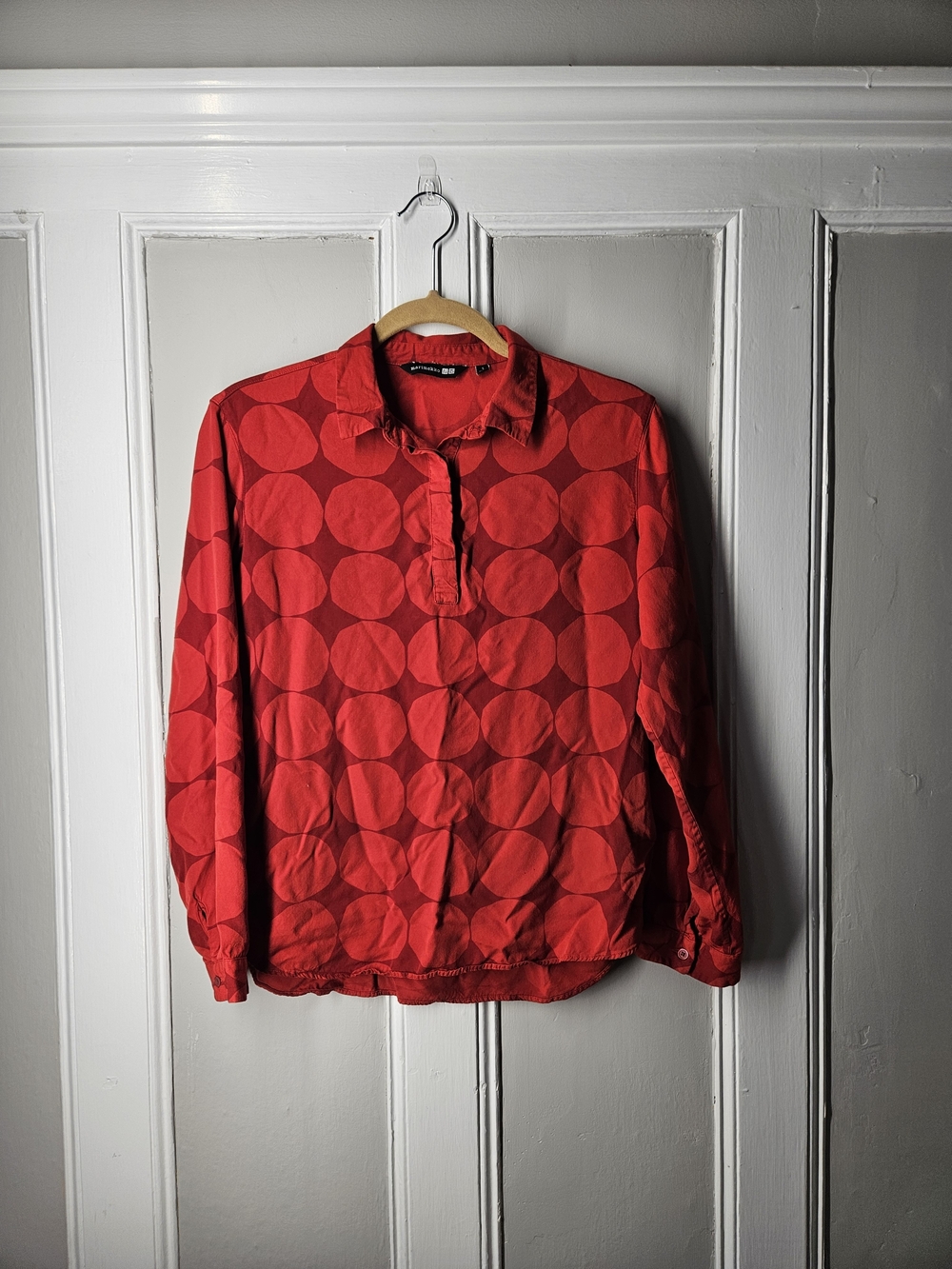 Marimekko X Uniglo Red Polka Dot Button-Down Shirt Sz S
